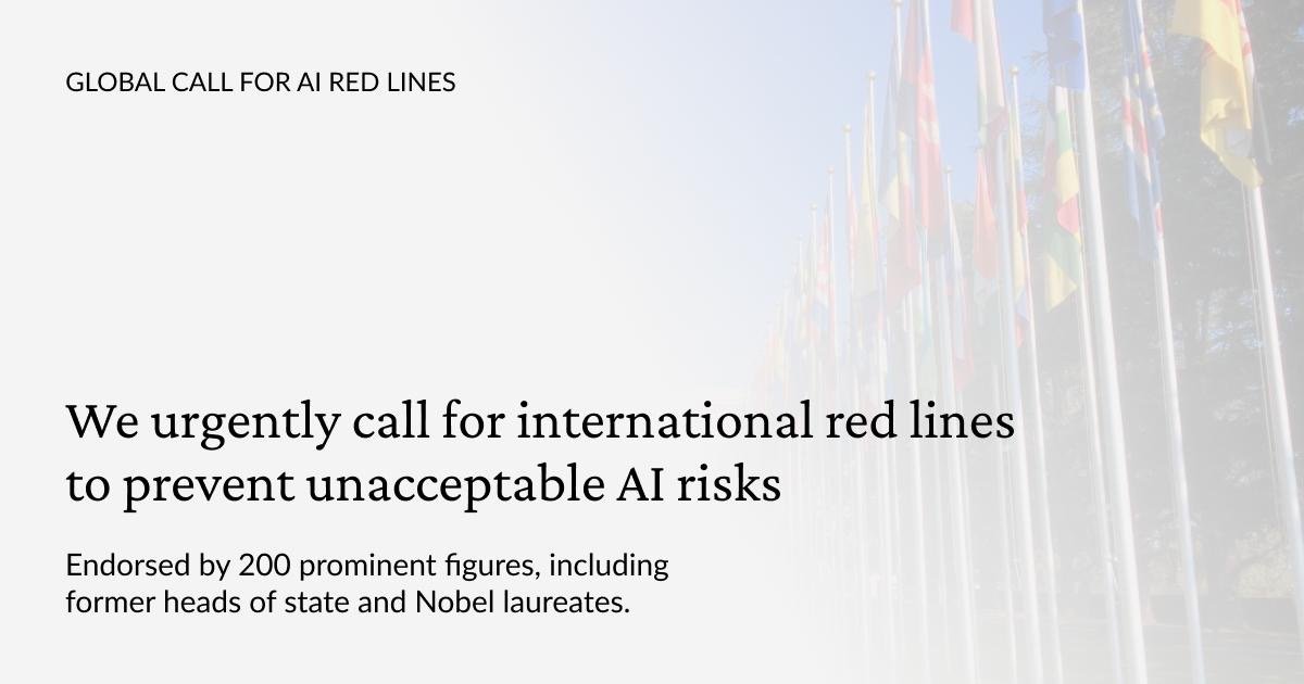 300+ prominent figures endorse Global Call for AI Red Lines