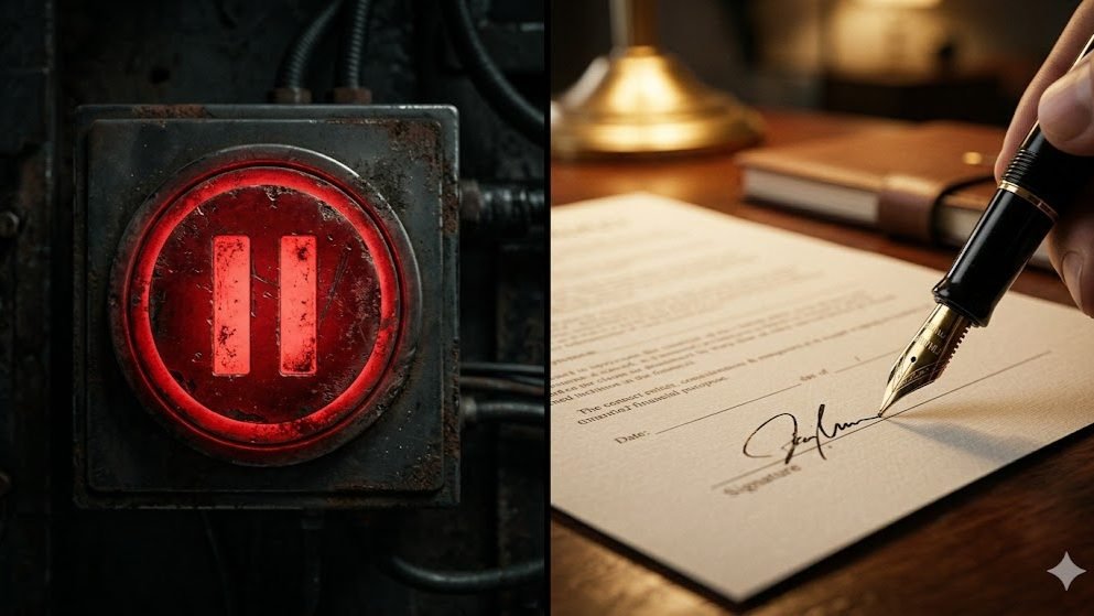 The pause button and the prospectus. Same week. Same company.