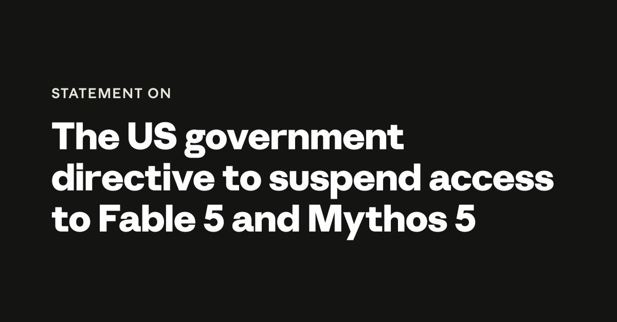 Statement on the directive to suspend Fable 5 access