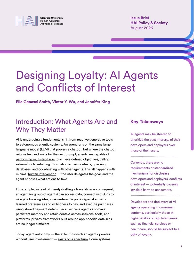 Designing Loyalty: AI Agents and Conflicts of Interest | Stanford HAI